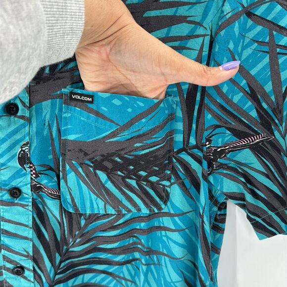 Volcom Party Bird Button Up Short Sleeve Shirt parrot tropical summer size S - Picture 5 of 8